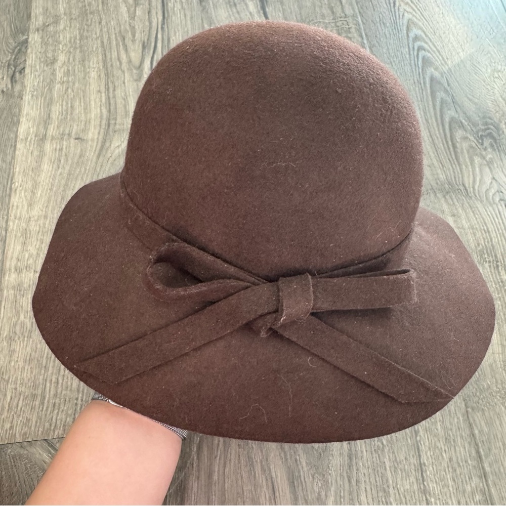 Target 100% wool Elegant Brown Women's Hat with Bow floppy hat one size women